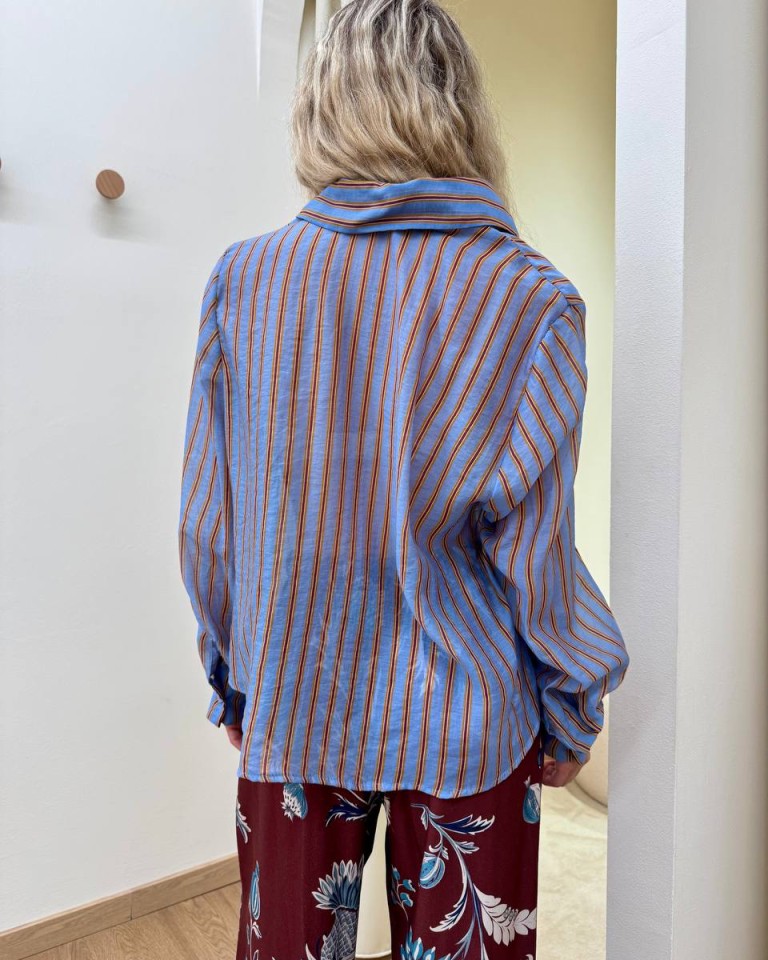 Camicia Nomad righe celeste bordeaux e ocra HaveOne Shop Online Camicia Nomad righe celeste bordeaux e ocra HaveOne