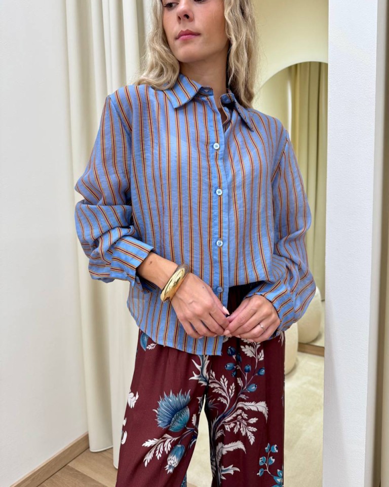Camicia Nomad righe celeste bordeaux e ocra HaveOne Shop Online Camicia Nomad righe celeste bordeaux e ocra HaveOne