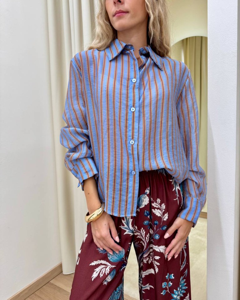 Camicia Nomad righe celeste bordeaux e ocra HaveOne Shop Online Camicia Nomad righe celeste bordeaux e ocra HaveOne