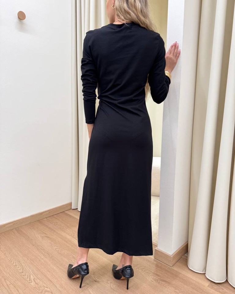 Vestito jersey lungo con nodo laterale nero HaveOne Shop Online Vestito jersey lungo con nodo laterale nero HaveOne
