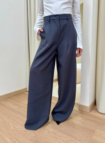 Shop Online Pantalone vita alta con pinces grigio Vicolo