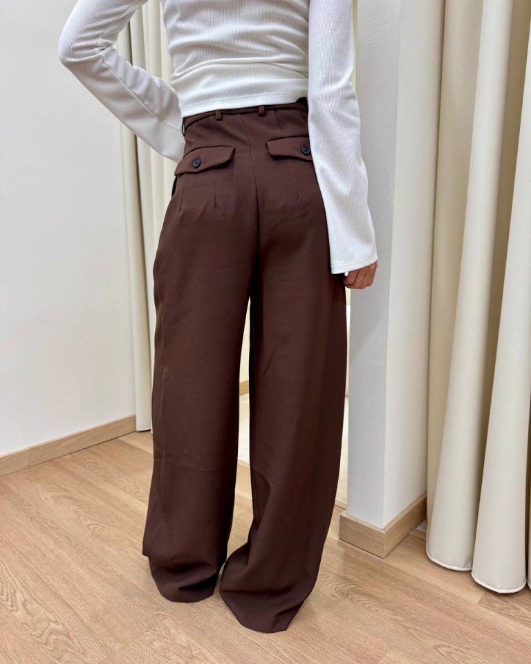 Pantalone vita alta con pinces moro Vicolo Shop Online Pantalone vita alta con pinces moro Vicolo