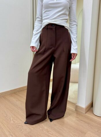 Shop Online Pantalone vita alta con pinces moro Vicolo