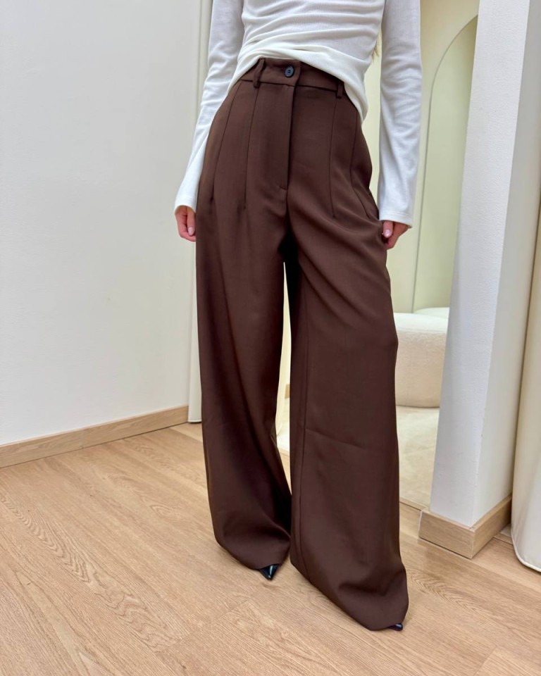Pantalone vita alta con pinces moro Vicolo Shop Online Pantalone vita alta con pinces moro Vicolo