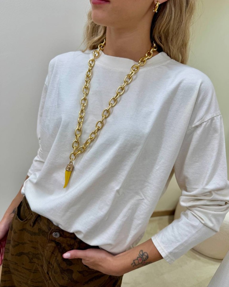 Collana catena con corno giallo Shop Online Collana catena con corno giallo