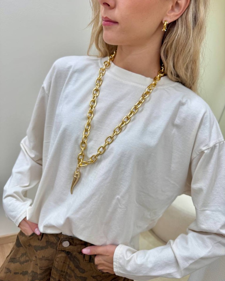 Collana catena con corno oro Shop Online Collana catena con corno oro