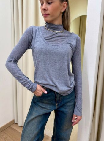 Shop Online Maglia con canotta misto cashmere grigio mélange Souvenir