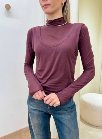 Shop Online Maglia con canotta misto cashmere bordeaux Souvenir