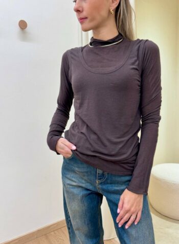 Shop Online Maglia con canotta misto cashmere moro Souvenir