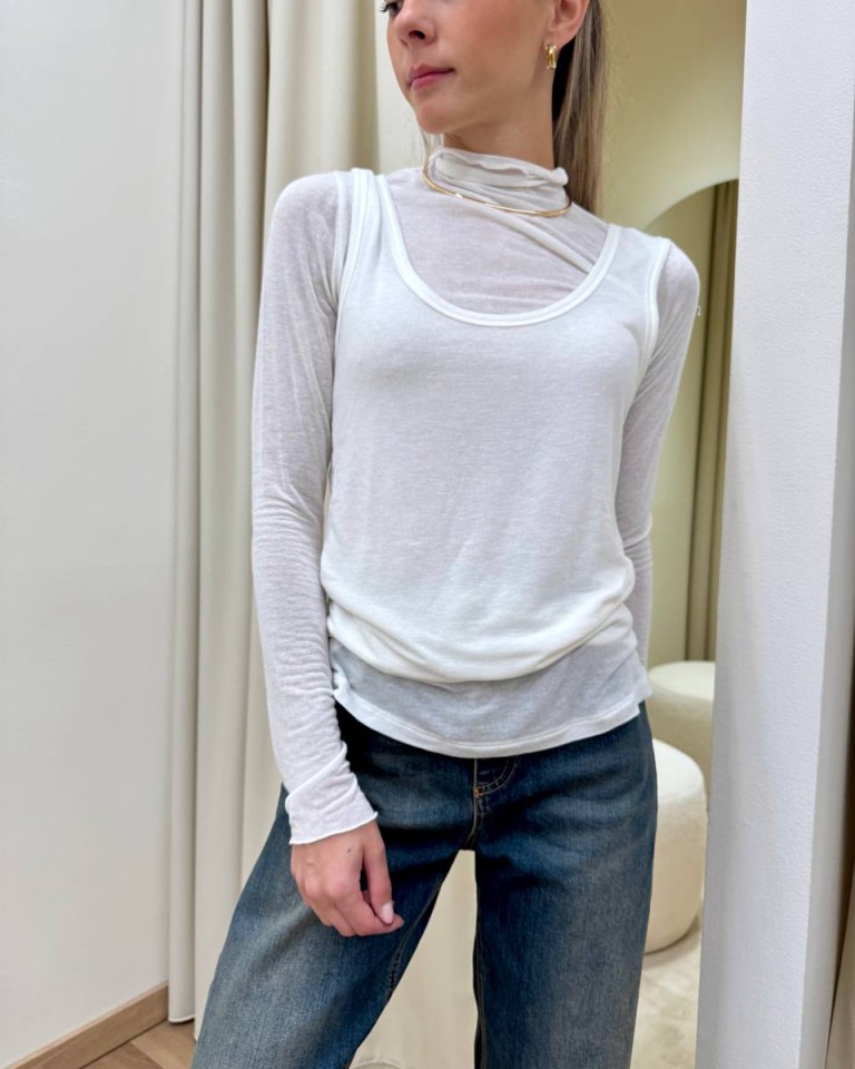Maglia con canotta misto cashmere panna Souvenir Shop Online Maglia con canotta misto cashmere panna Souvenir