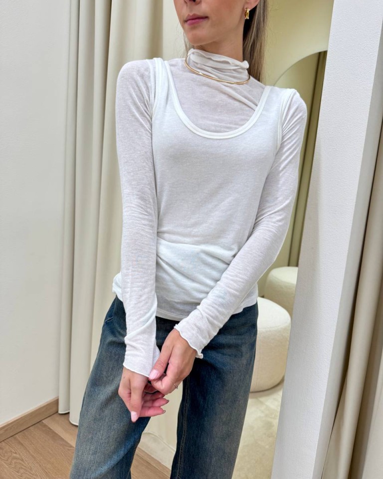 Maglia con canotta misto cashmere panna Souvenir Shop Online Maglia con canotta misto cashmere panna Souvenir