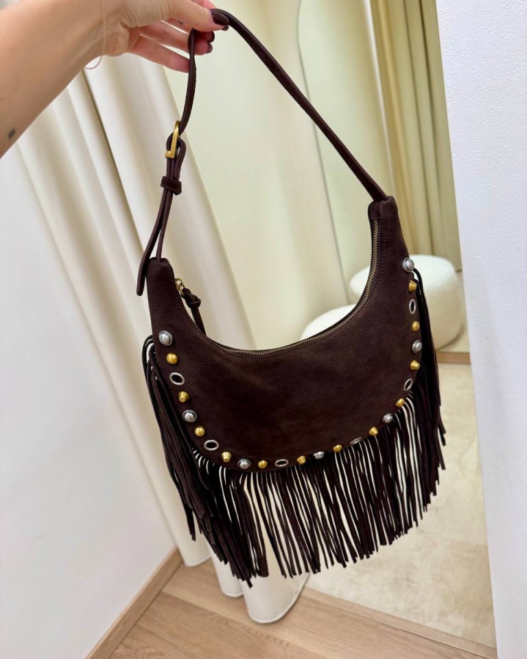 Borsa Calida pelle scamosciata borchie moro Vicolo Shop Online Borsa Calida pelle scamosciata borchie moro Vicolo