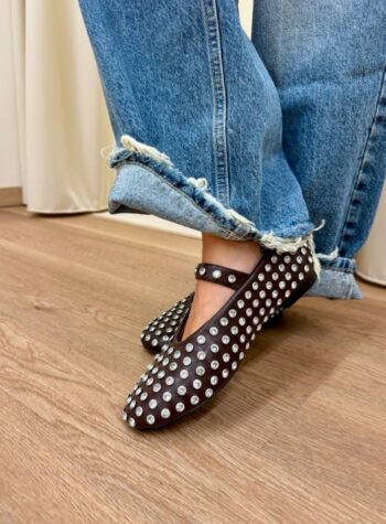 Shop Online Mary jane ecopelle moro con strass Ovyè