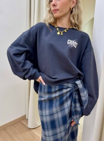 Shop Online Felpa over grigio antracite stampa tigre "Chaos" Vicolo
