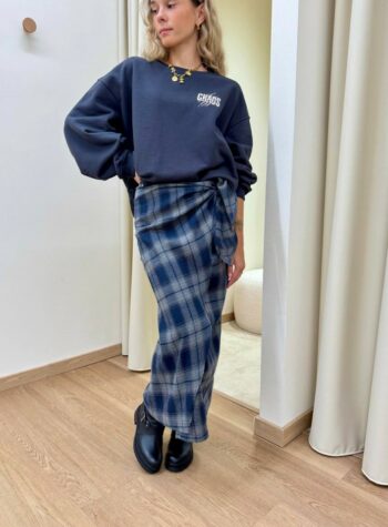 Shop Online Gonna portafoglio check grigio e blu Vicolo