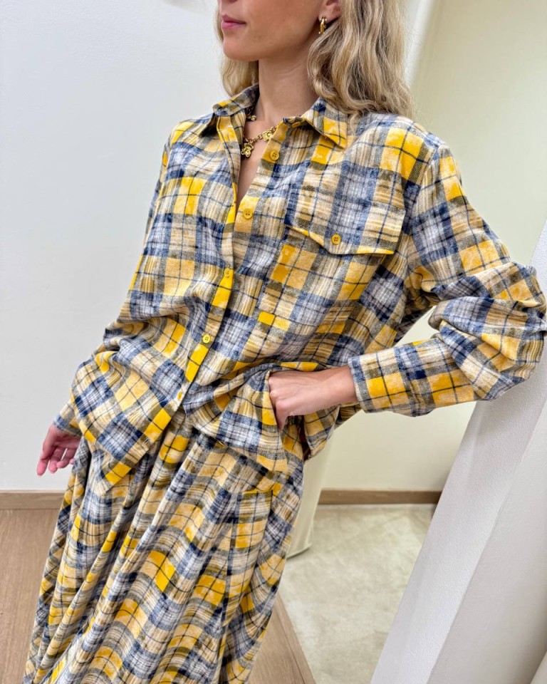 Camicia check ocra e blu Vicolo Shop Online Camicia check ocra e blu Vicolo