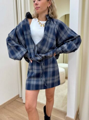 Shop Online Minigonna check grigio e blu Vicolo