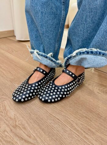 Shop Online Mary jane ecopelle nera con strass Ovyè
