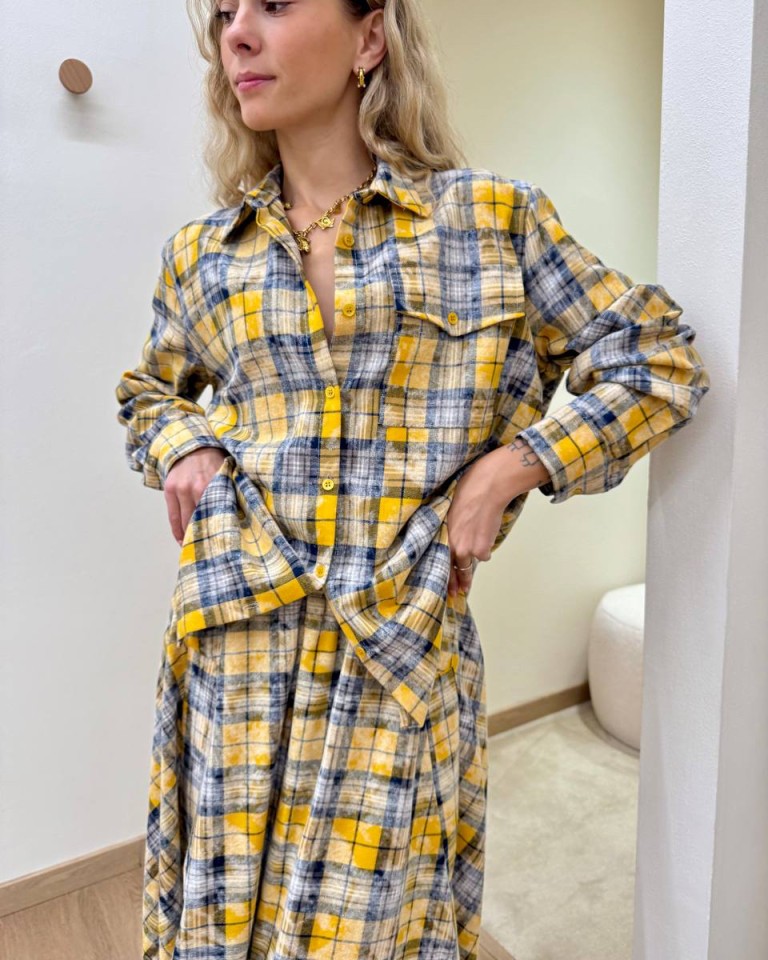 Camicia check ocra e blu Vicolo Shop Online Camicia check ocra e blu Vicolo