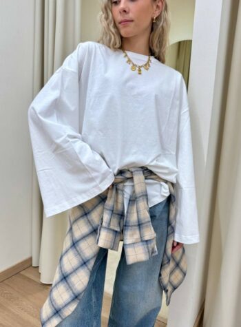 Shop Online Maglia maxi maniche svasate bianca Vicolo