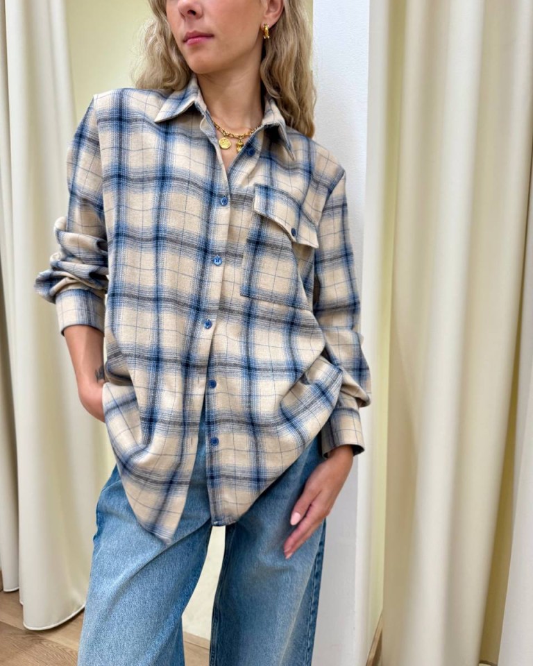Camicia check beige e blu Vicolo Shop Online Camicia check beige e blu Vicolo