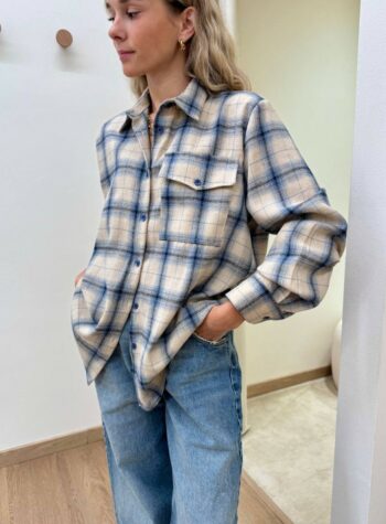 Shop Online Camicia check beige e blu Vicolo
