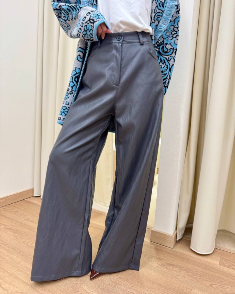 Pantalone ecopelle grigio piombo Tensione In Shop Online Pantalone ecopelle grigio piombo Tensione In