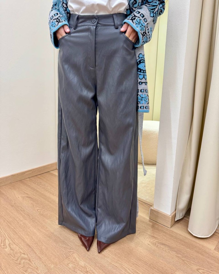 Pantalone ecopelle grigio piombo Tensione In Shop Online Pantalone ecopelle grigio piombo Tensione In