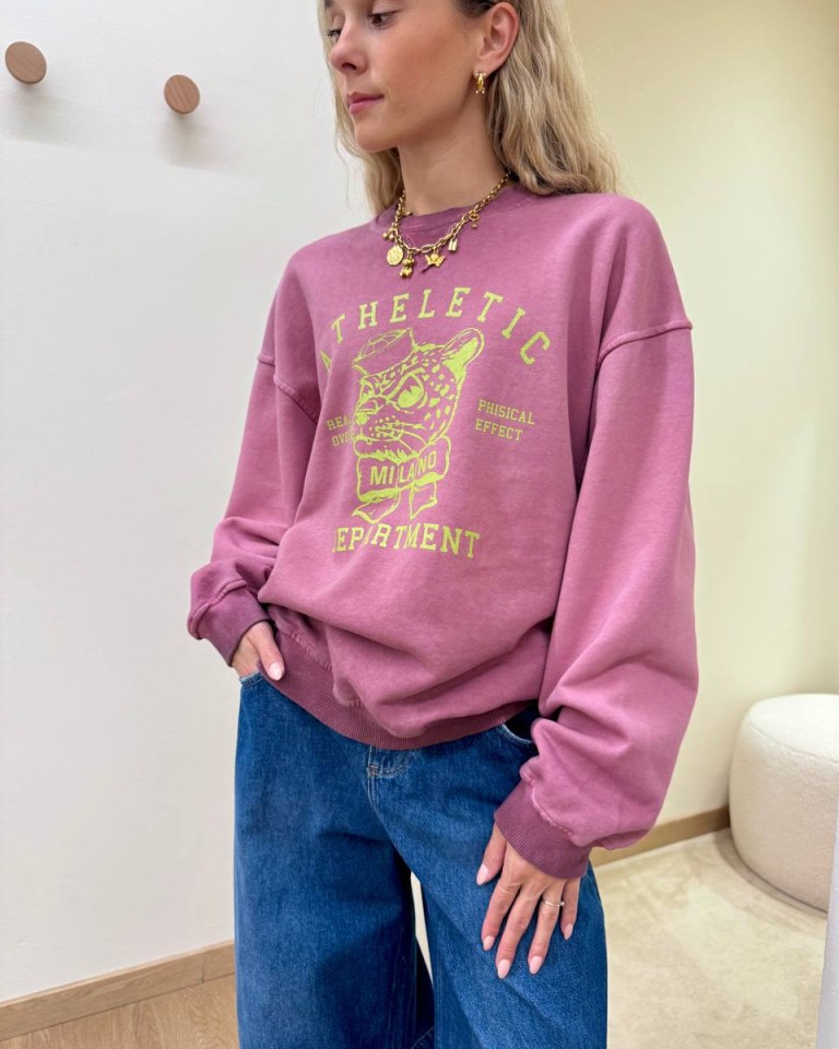 Felpa over rosa stampa "athletic department" Tensione In Shop Online Felpa over rosa stampa "athletic department" Tensione In