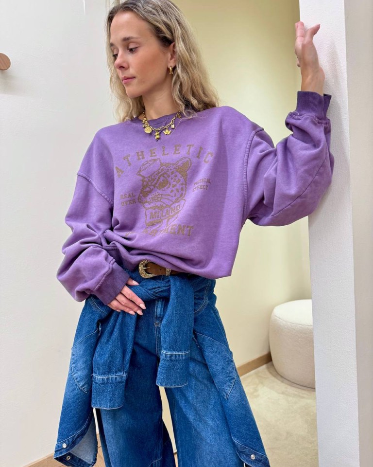 Felpa over lavanda stampa "athletic department" Tensione In Shop Online Felpa over lavanda stampa "athletic department" Tensione In