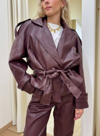 Shop Online Trench corto ecopelle martellata bordeaux Tensione In