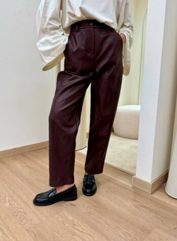Shop Online Pantalone sigaretta ecopelle martellata bordeaux Tensione In