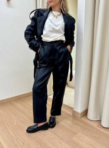 Shop Online Pantalone sigaretta ecopelle martellata nera Tensione In