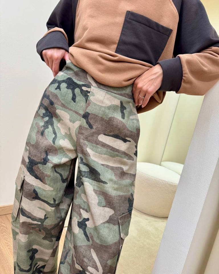 Pantalone cargo balloon mimetico verde militare Tensione In Shop Online Pantalone cargo balloon mimetico verde militare Tensione In