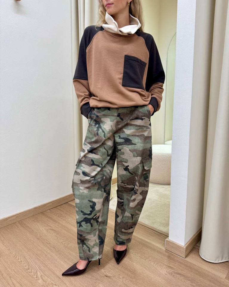 Pantalone cargo balloon mimetico verde militare Tensione In Shop Online Pantalone cargo balloon mimetico verde militare Tensione In