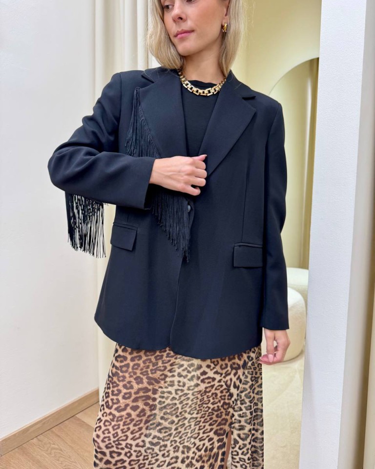 Giacca con frange nera Tensione In Shop Online Giacca con frange nera Tensione In