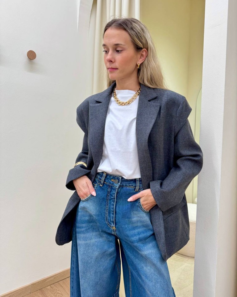 Giacca over ricamo giraffa grigia Tensione In Shop Online Giacca over ricamo giraffa grigia Tensione In
