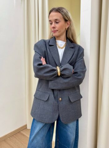 Shop Online Giacca over ricamo giraffa grigia Tensione In