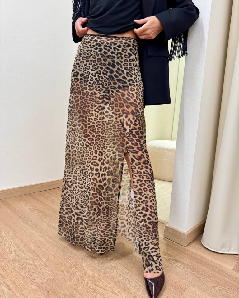 Gonna semitrasparente leopardata moro Tensione In Shop Online Gonna semitrasparente leopardata moro Tensione In