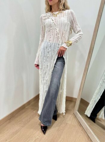 Shop Online Vestito lungo spacco e bottoni diagonali burro Tensione In