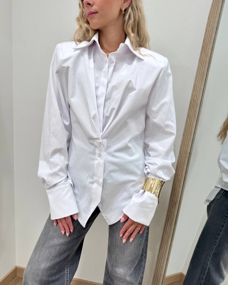 Camicia con pieghe bianca Tensione In Shop Online Camicia con pieghe bianca Tensione In