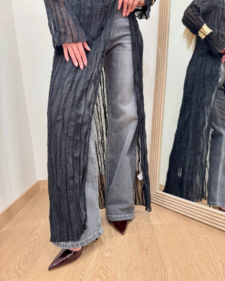 Vestito lungo spacco e bottoni diagonali nero Tensione In Shop Online Vestito lungo spacco e bottoni diagonali nero Tensione In