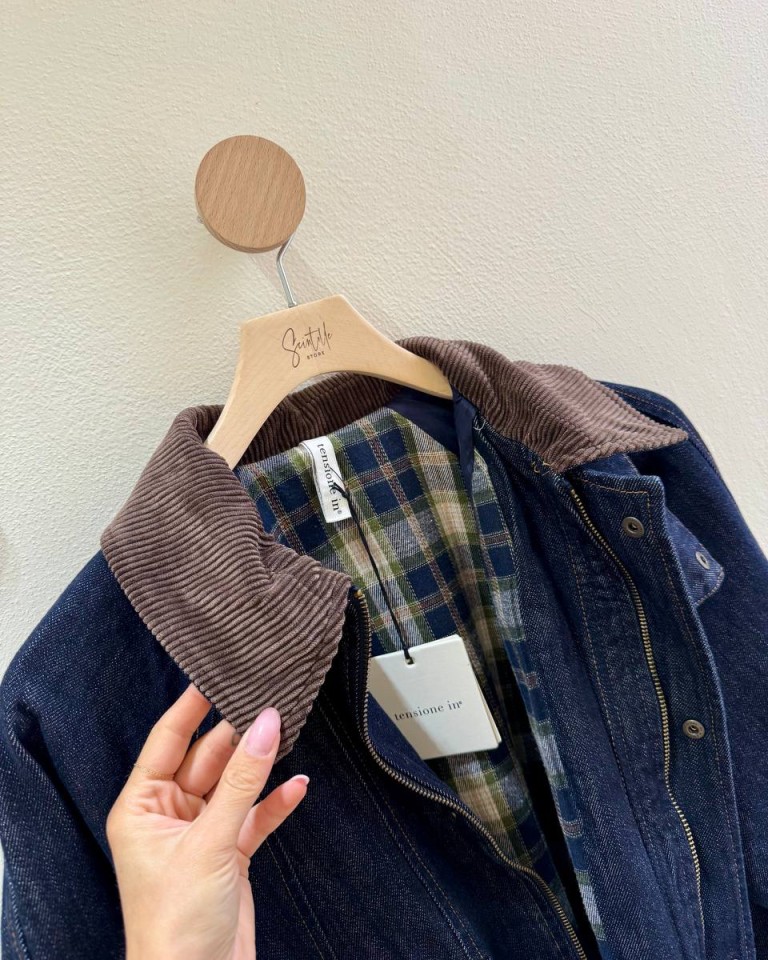 Giacca over denim collo velluto Tensione In Shop Online Giacca over denim collo velluto Tensione In