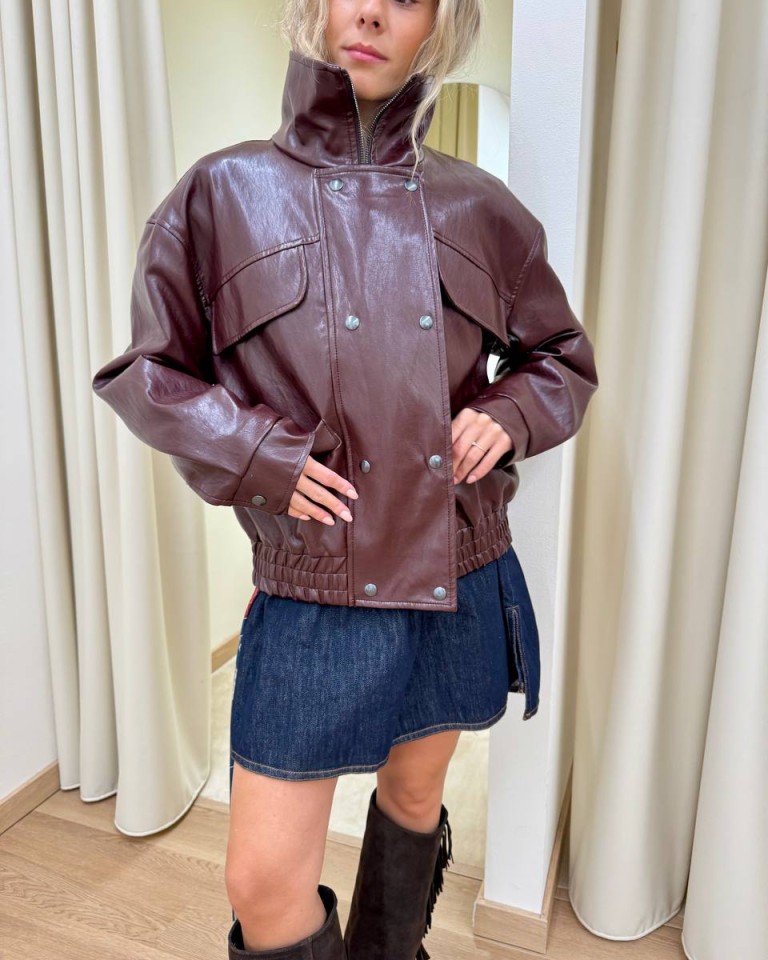 Bomber doppiopetto ecopelle vino Tensione In Shop Online Bomber doppiopetto ecopelle vino Tensione In