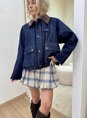Shop Online Giacca over denim collo velluto Tensione In