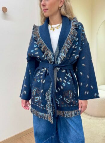 Shop Online Cardigan fantasia jacquard blu e celeste Tensione In