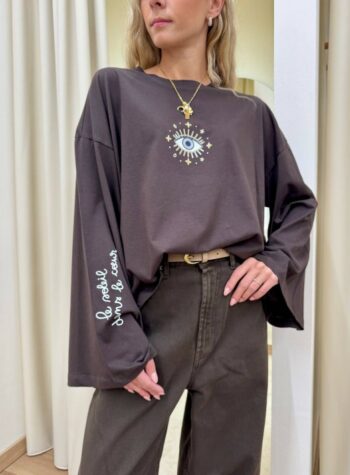Shop Online Maglia over maniche ampie stampa occhio moro Vicolo
