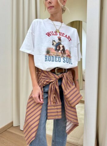 Shop Online T-shirt oversize bianca stampa "Rodeo Soul" Vicolo