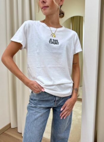 Shop Online T-shirt regular bianca ricamo "je suis esaurit"  Vicolo
