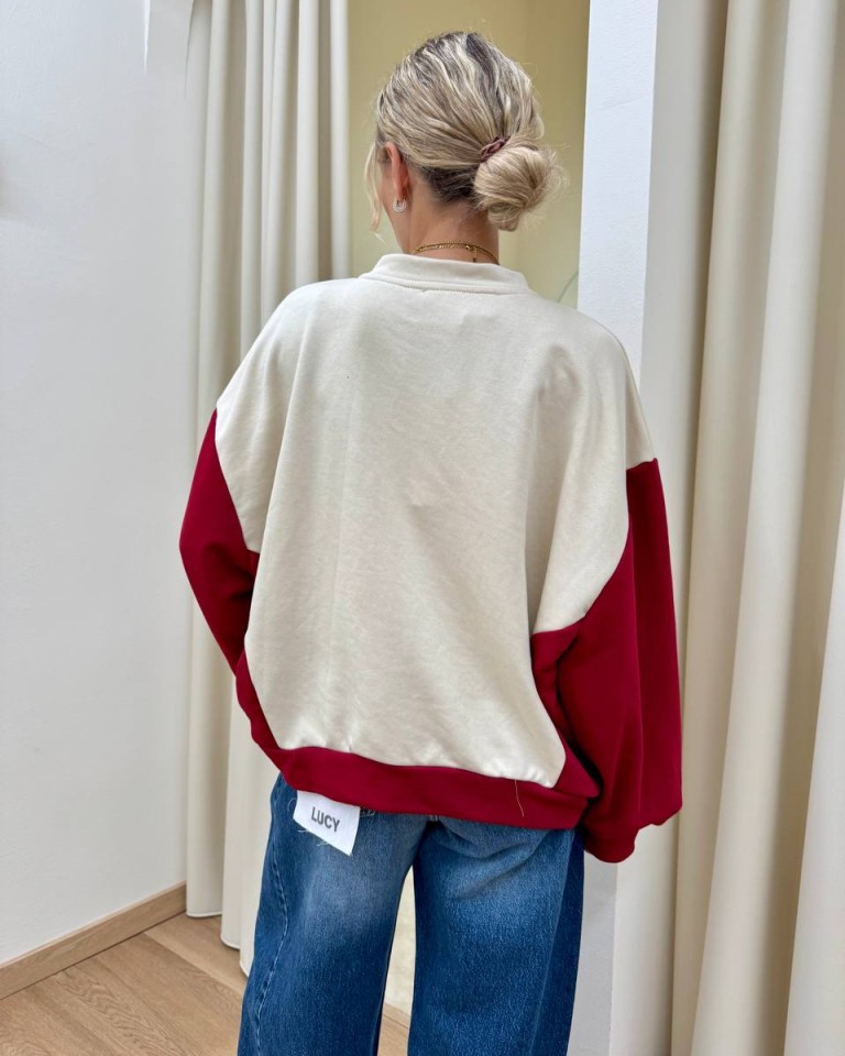 Felpa over stampa "Child of the 80's" burro e bordeaux HaveOne Shop Online Felpa over stampa "Child of the 80's" burro e bordeaux HaveOne